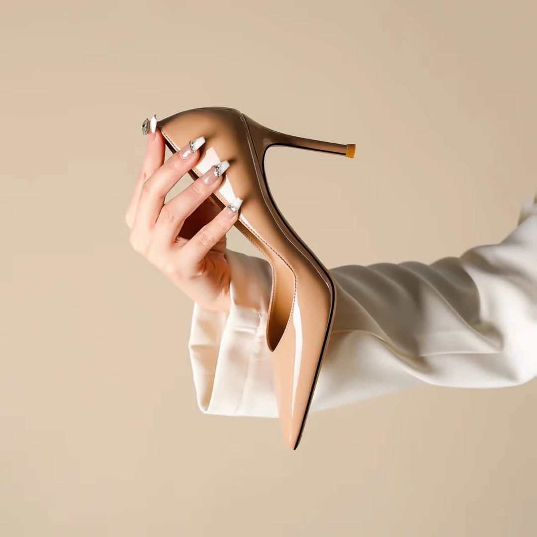 V口百搭单鞋细跟高跟鞋性感尖头包头透气高跟鞋气质浅口欧美通用