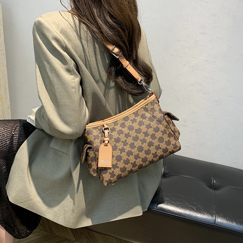 2025夏季新款老花经典通勤腋下包时尚百搭女士休闲单肩斜挎包