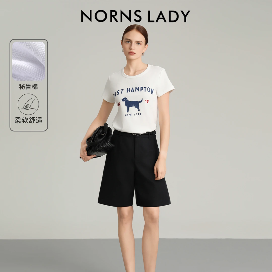 NORNS LADY诺恩 夏季新款秘鲁棉“印花小狗”’T恤 T25SJ07296