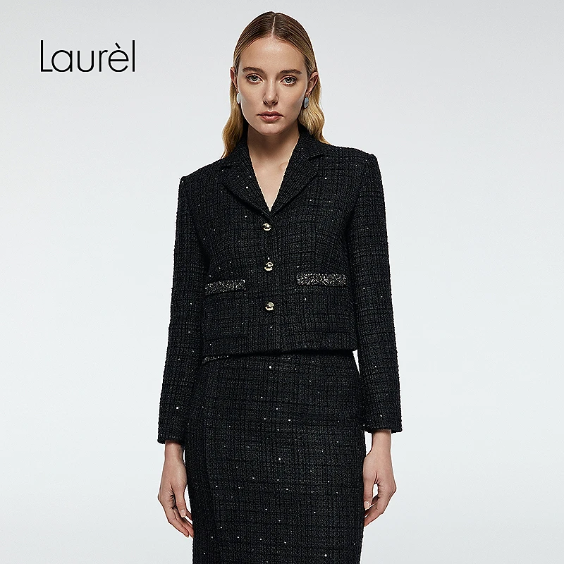 Laurel劳芮25秋新款小香风复古短外套女LWD363T00900