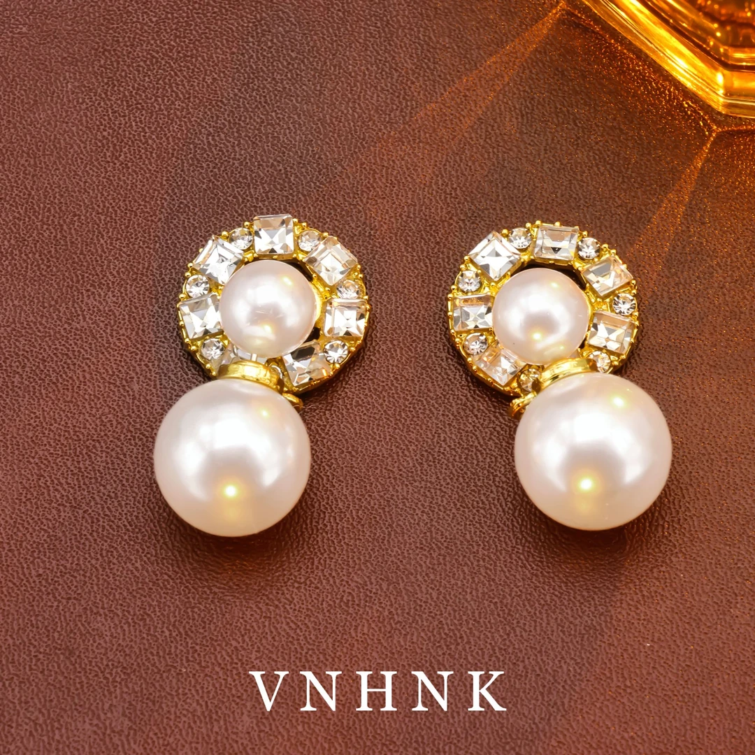 铜合金仿珍珠耳饰 美可儿  N37  白色（16mm10mm）时尚气质耳环预售