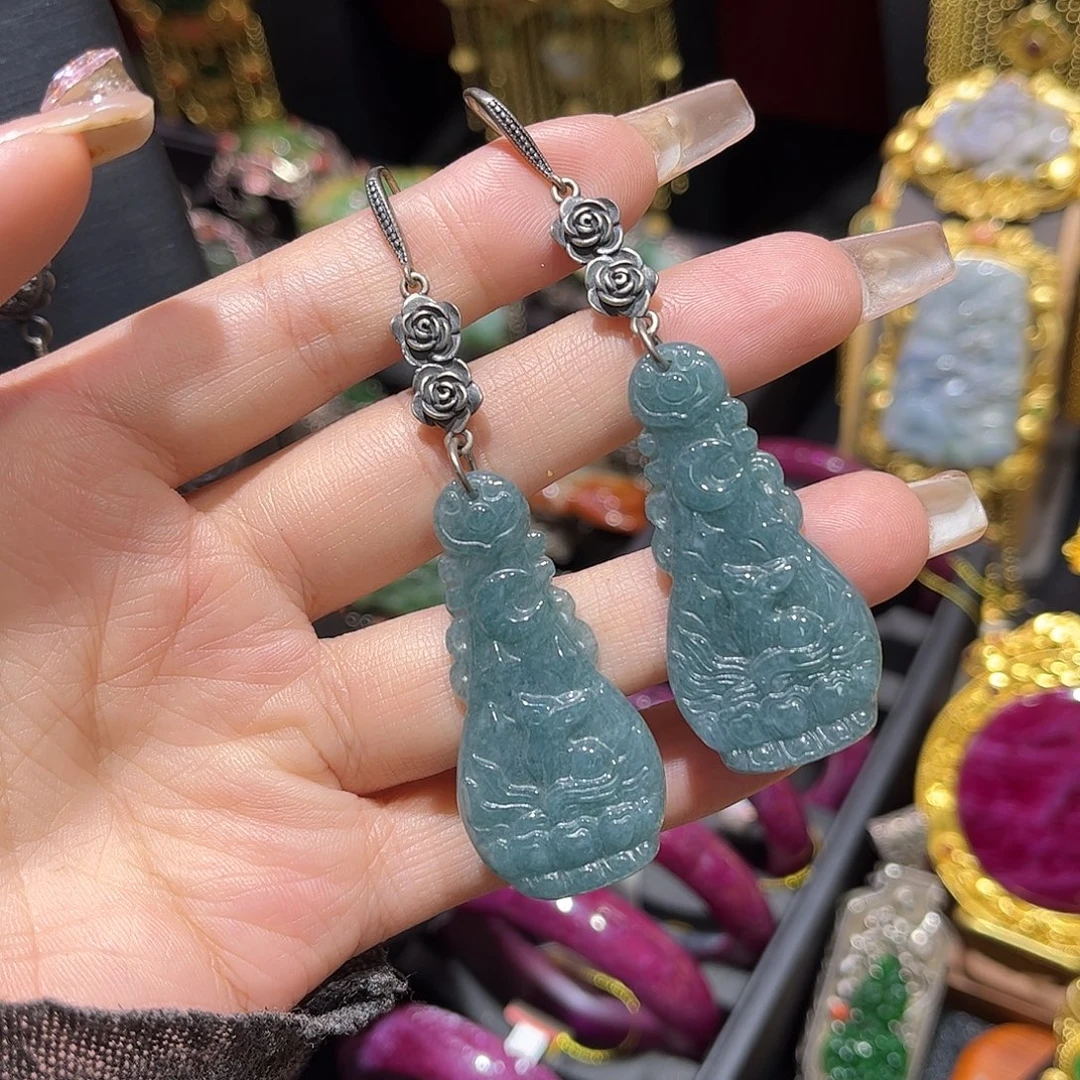 颈饰银S925镀金镶嵌翡翠