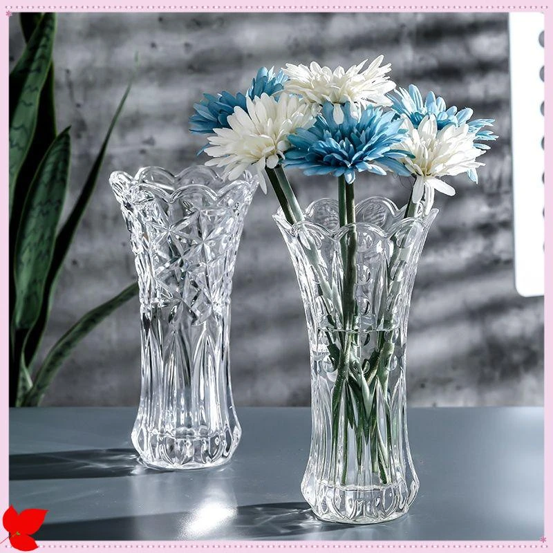 欧式玻璃透明花瓶创意装饰客厅餐桌富贵竹百合干花鲜花水养D924