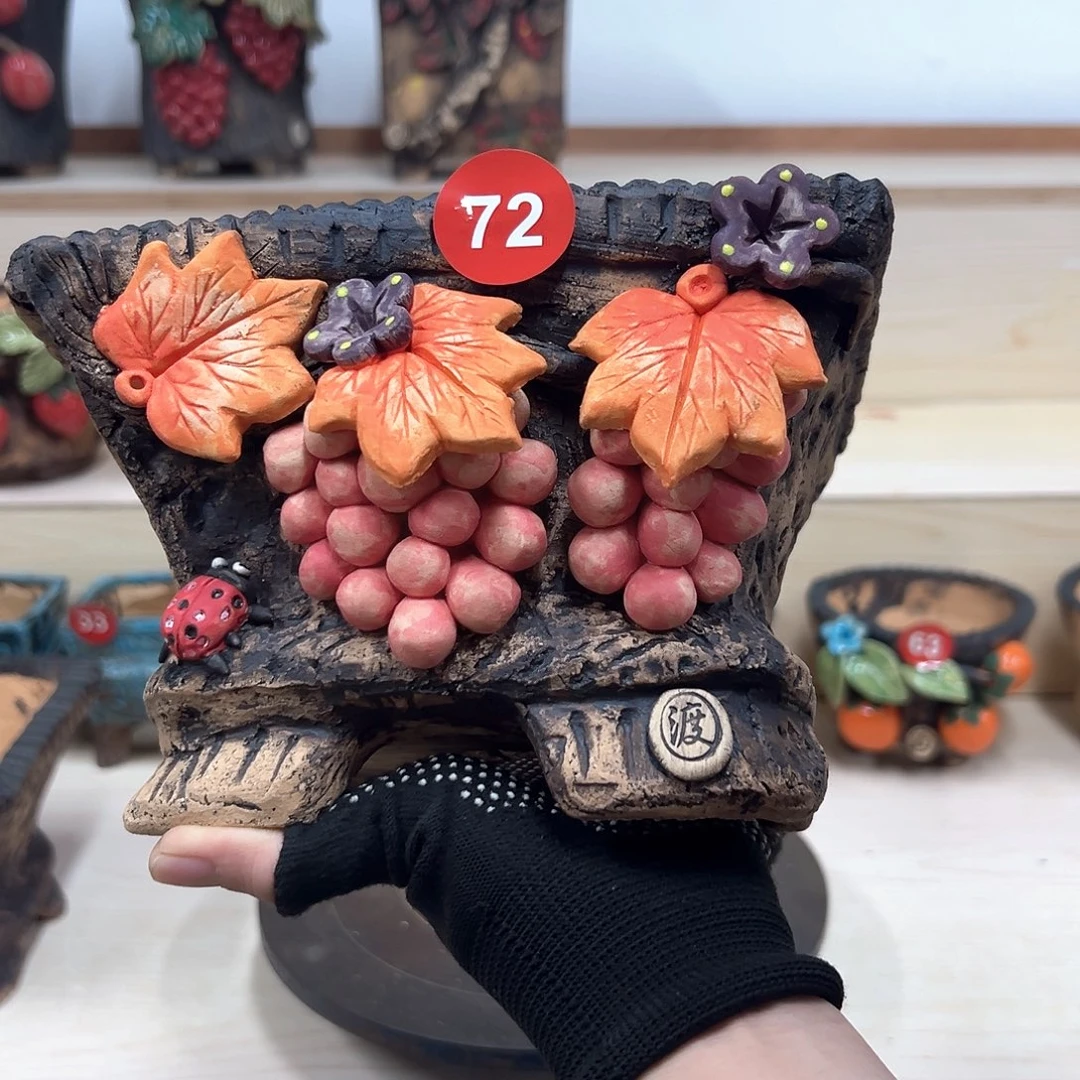 紫砂花盆72号内口17×13外高13