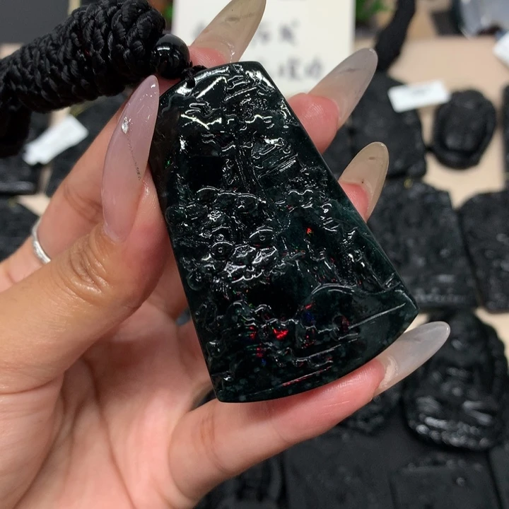 吊坠(不含链)未镶嵌翡翠天然a货钢琴黑挂件