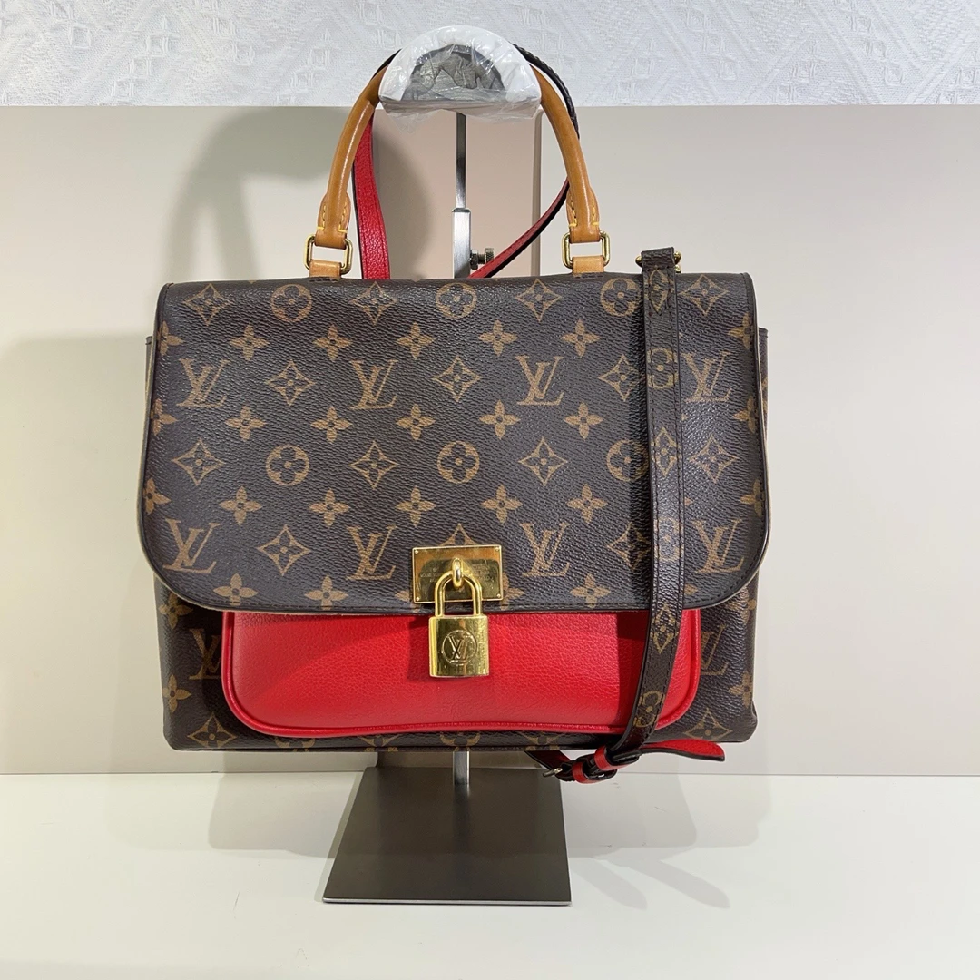 95新 LouisVuitton/路易威登 lv红锁头芯片编码款手提斜挎包a8296