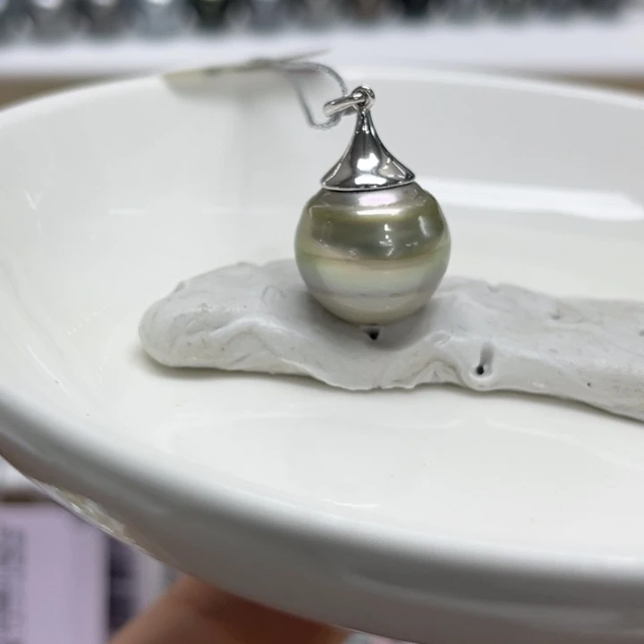 银S925镶嵌吊坠(不含链)海水珍珠13-14mm17号