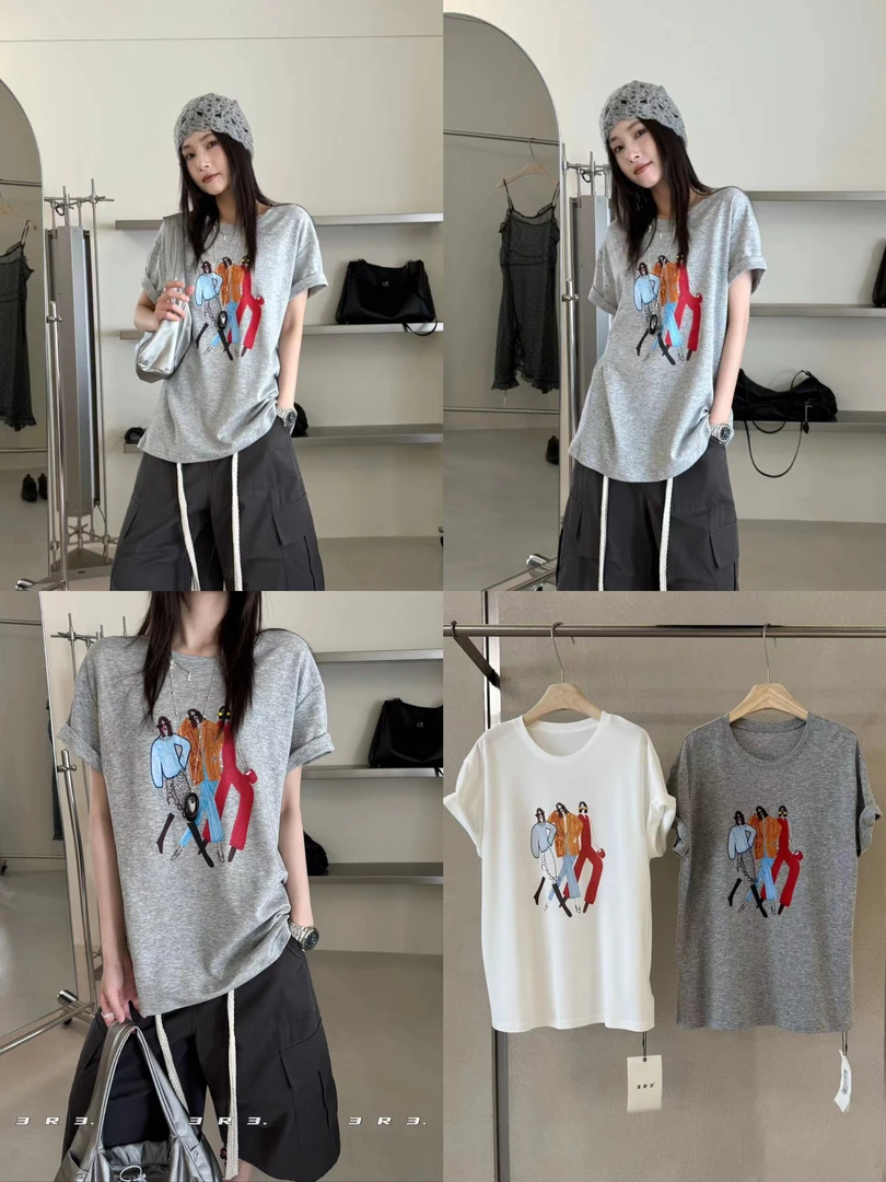 福秒-夏季休闲百搭美式印花短袖（3R70013#）3R3