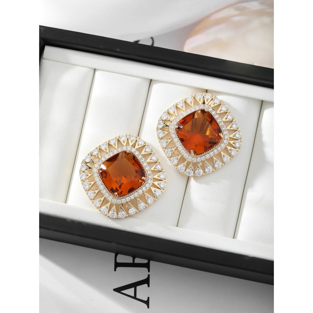 合金合成锆石耳饰 2851高级轻奢时尚复古耳饰