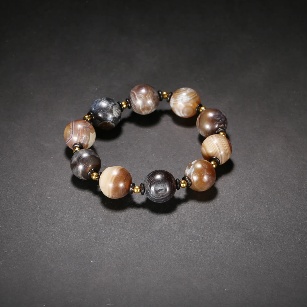 清代*灰皮玛瑙手串/03MJ4240/玛瑙【北京文博】