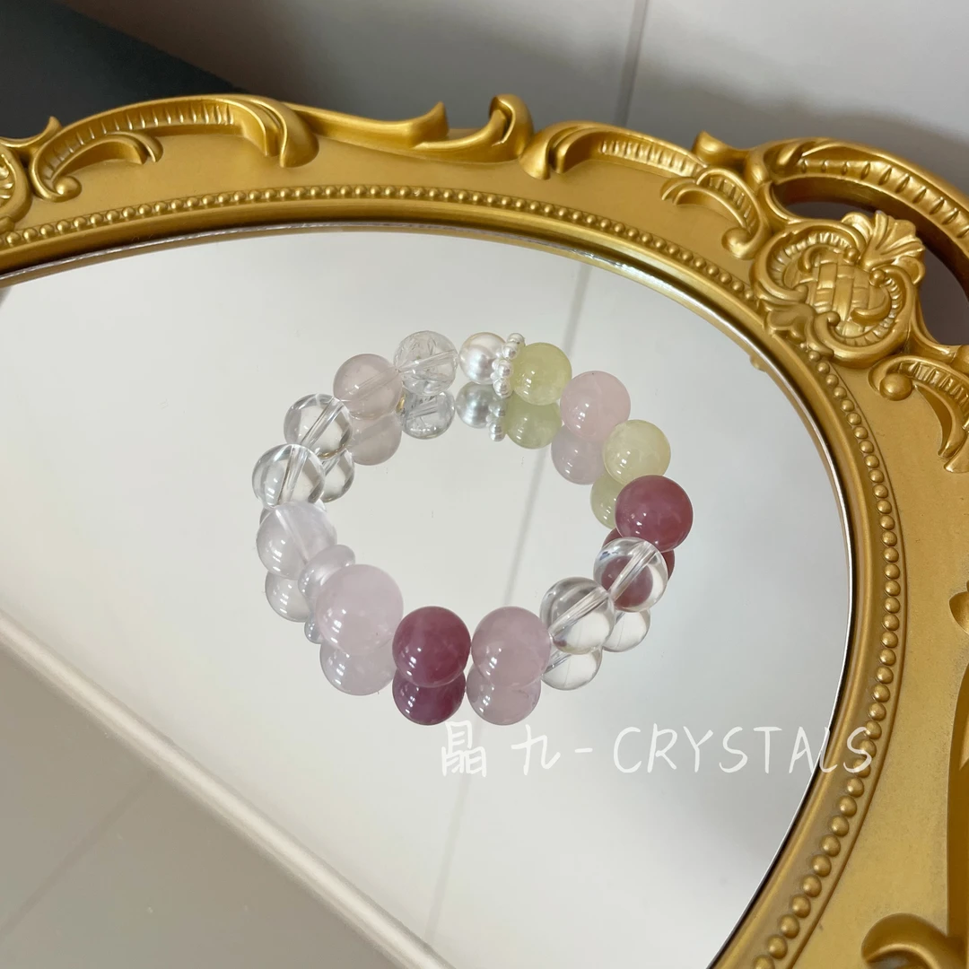【晨曦初照】粉水晶白水晶纯天然晶手串 天然材质 精致设计 气质