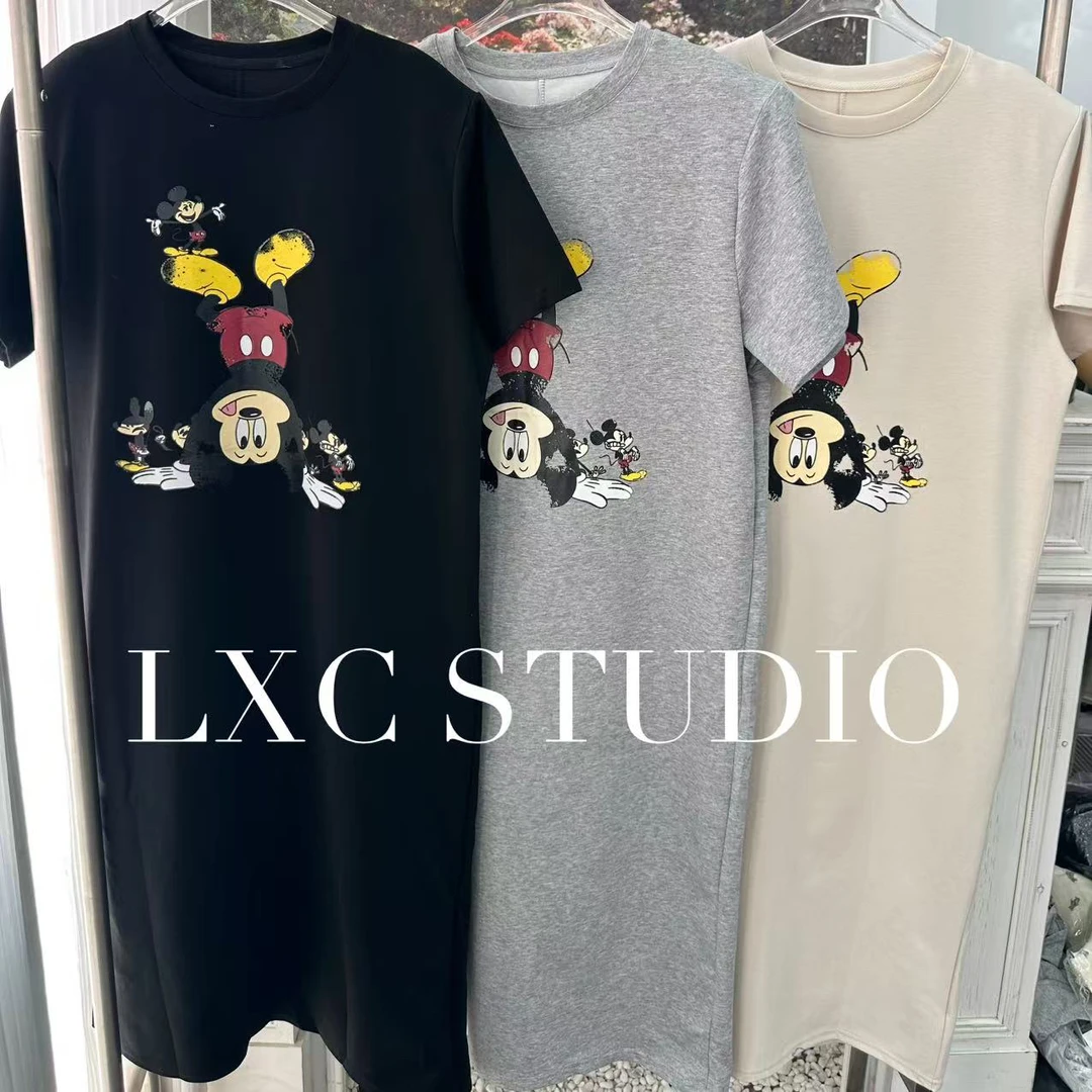 YA-倒立米奇·东大门韩版后开叉t后开叉连衣裙【7720】