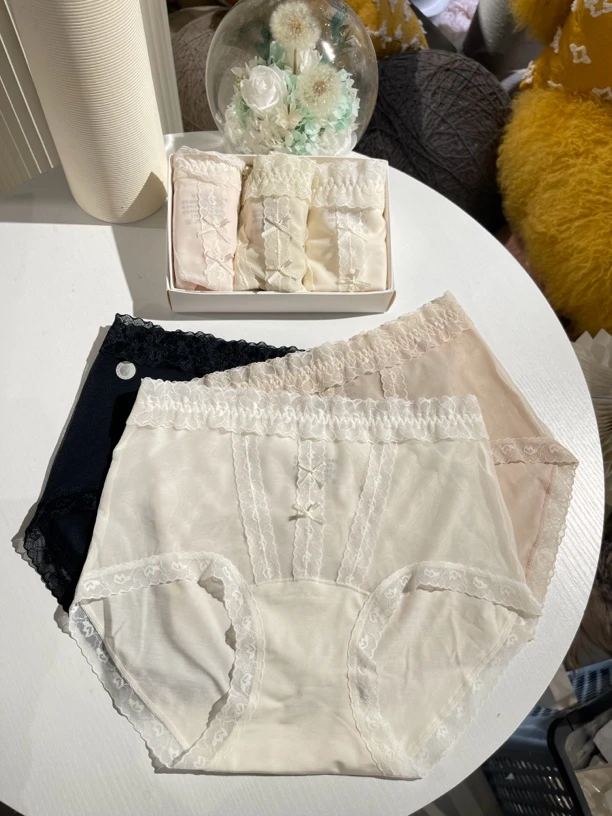 3条装 芭蕾舞曲 夏季蚕丝莫代尔女士中腰大包臀内裤