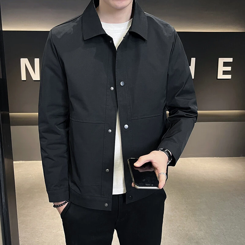 外套男款爆款2025新款翻领简约轻熟风休闲夹克韩版百搭行政夹克