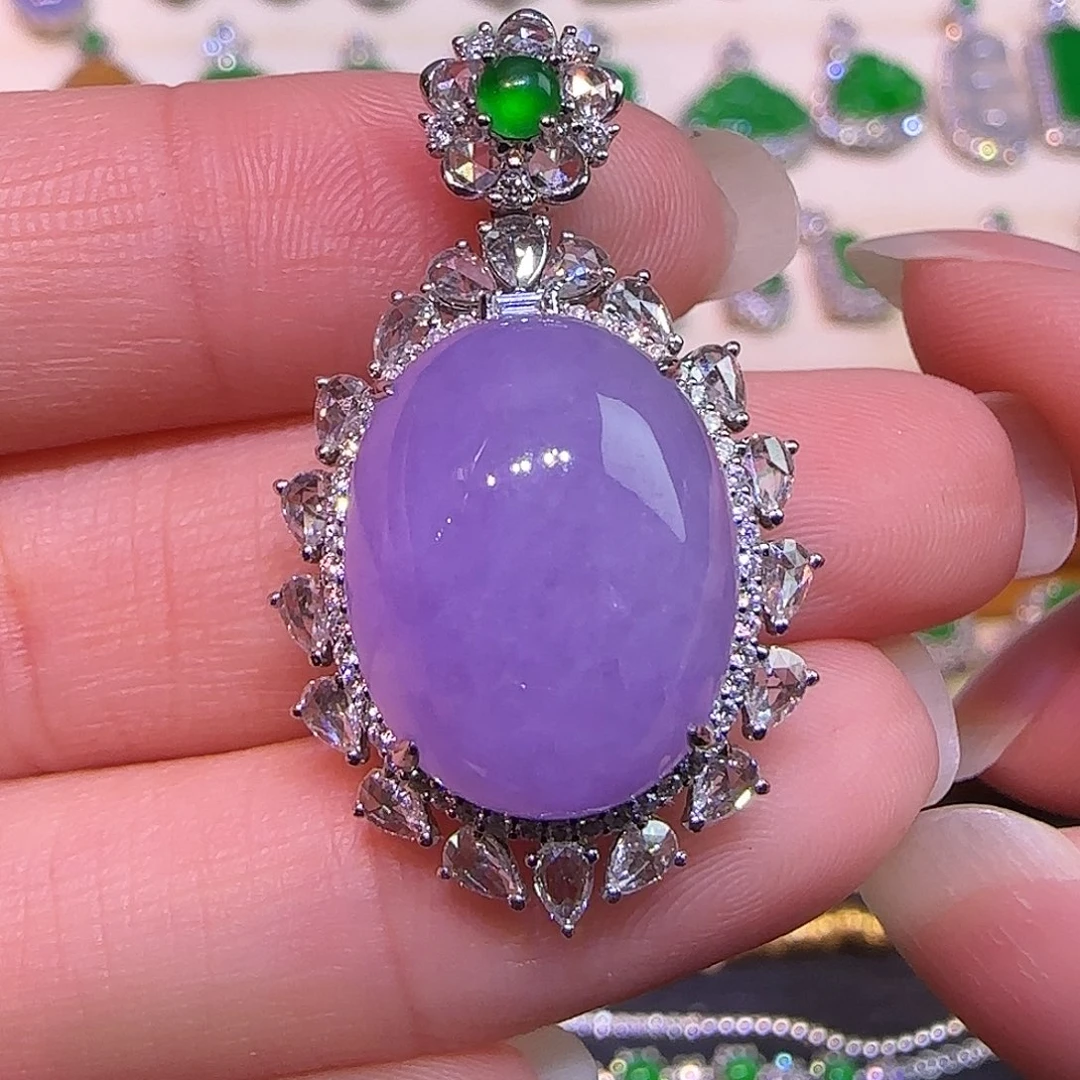 翡翠18K金镶嵌吊坠(不含链)