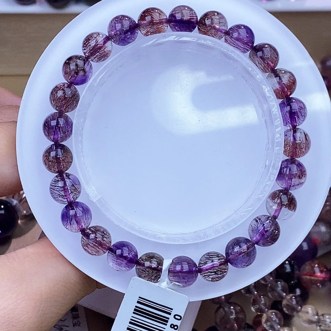 水晶手链未镶嵌紫体红彼岸花超七7mm+
