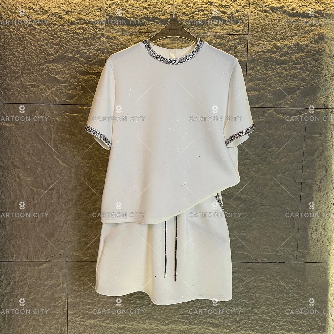 WMA-A26设计师款丨满天星宽松版夏季短袖T恤短裤时尚套装