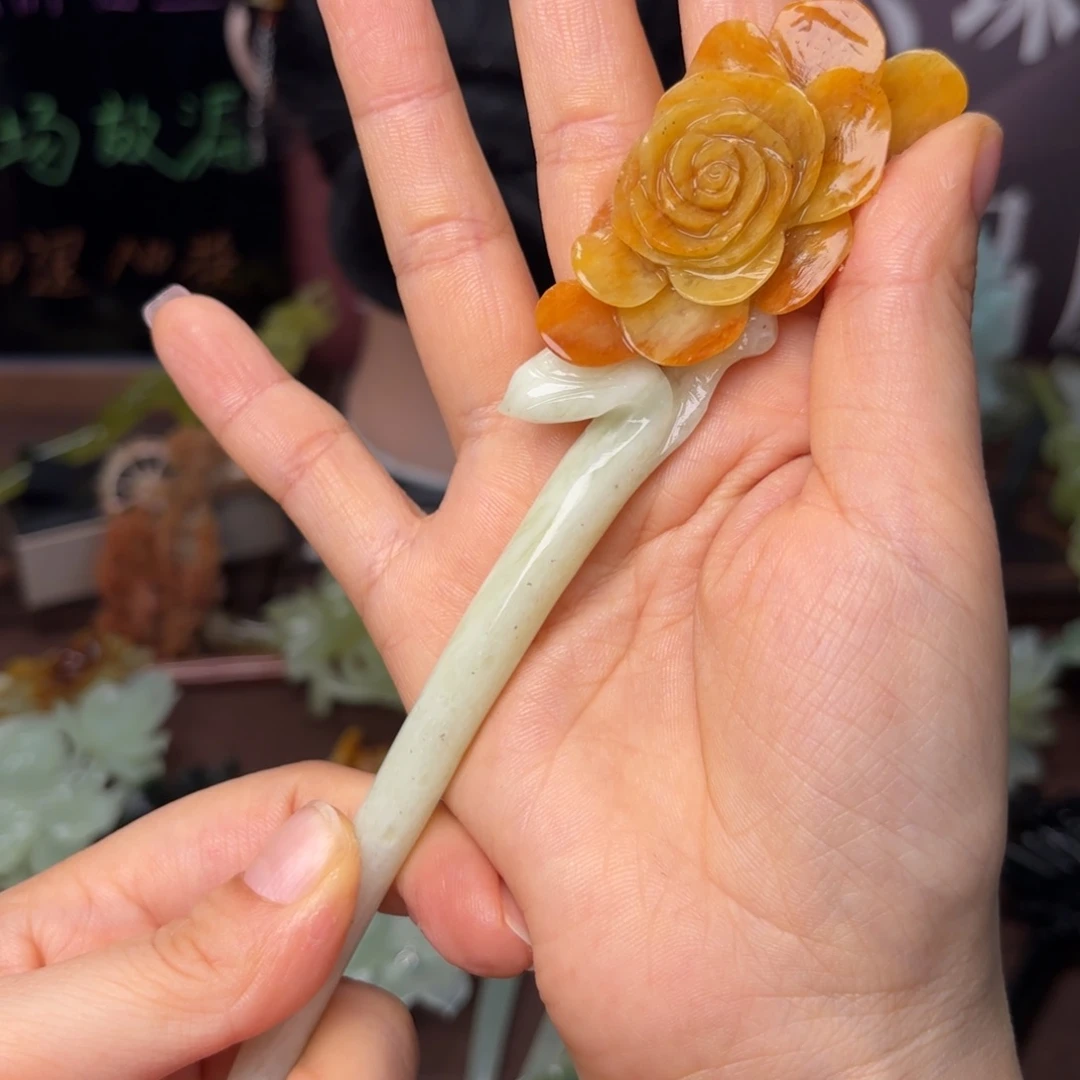 蛇纹石玉合金发饰