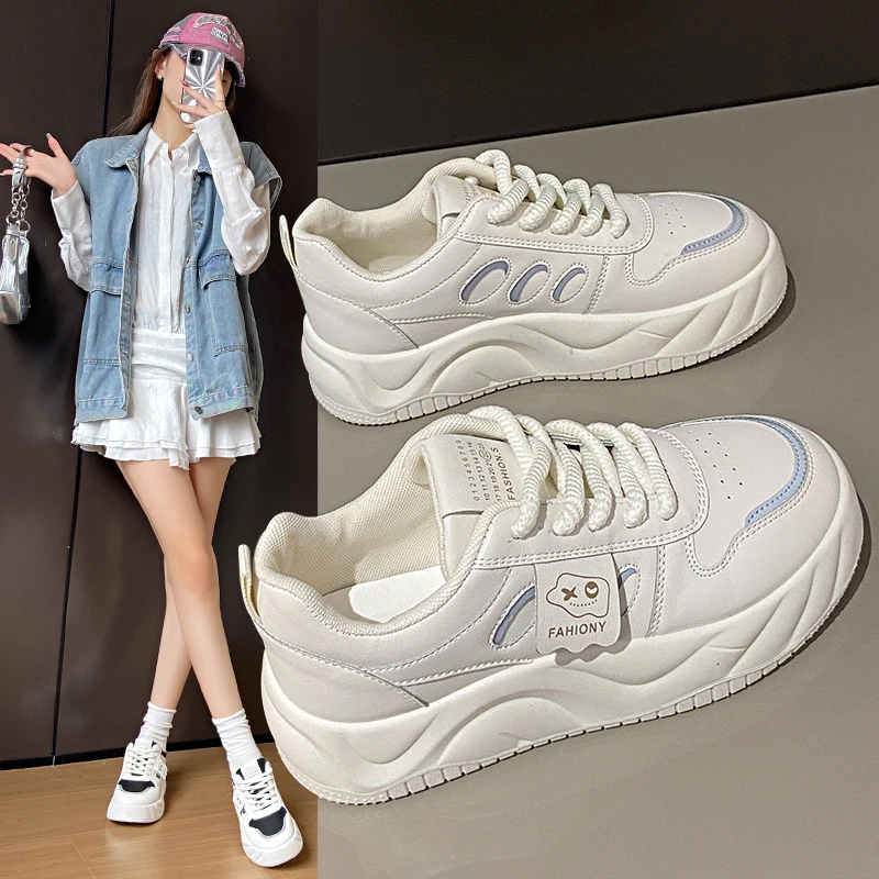 春季休闲鞋松糕小白鞋女百搭厚底板鞋子2025新款ins女鞋网红真皮