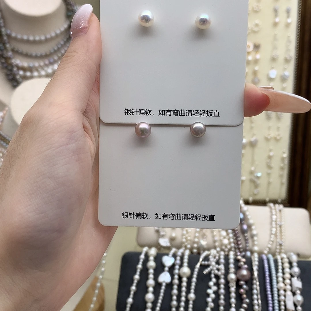 淡水珍珠银S925镶嵌耳饰