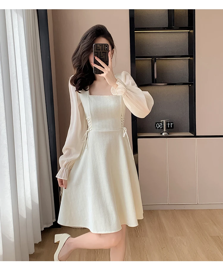 9969 大码女装胖mm法式赫本风高级感长袖连衣裙