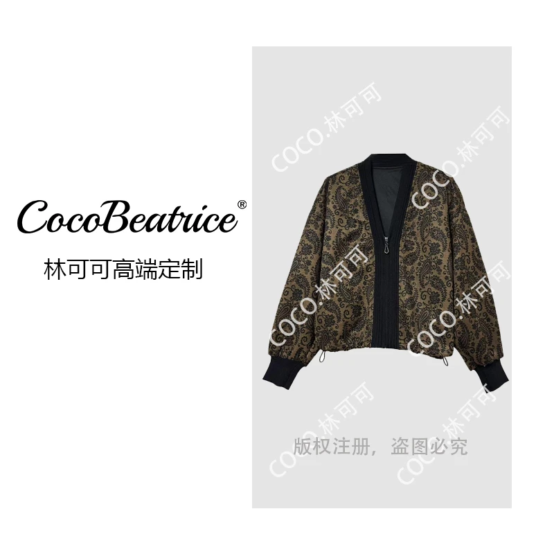 【COCO林可可】麂皮绒腰果花 春秋小外套短款百搭宽松显瘦夹克上衣