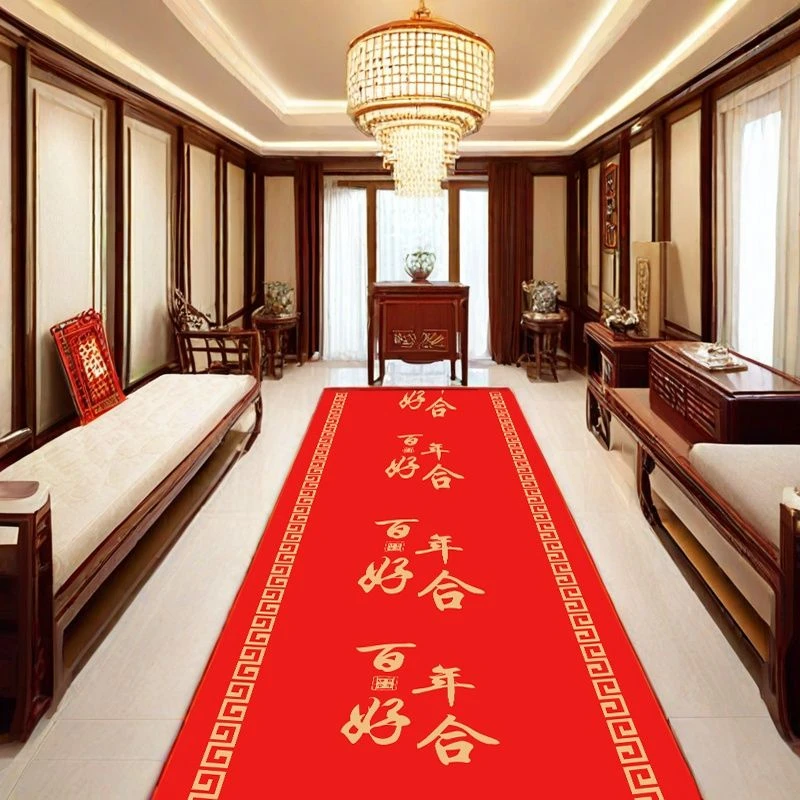 一次性加厚防滑结婚红地毯无纺布材质用于婚庆场景布置