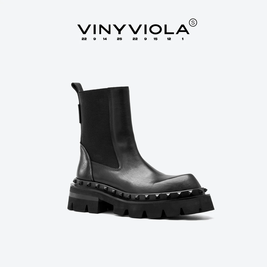VINYVIOLA25秋冬新品S线系列时尚铆钉切尔西靴【S系列·无鞘】