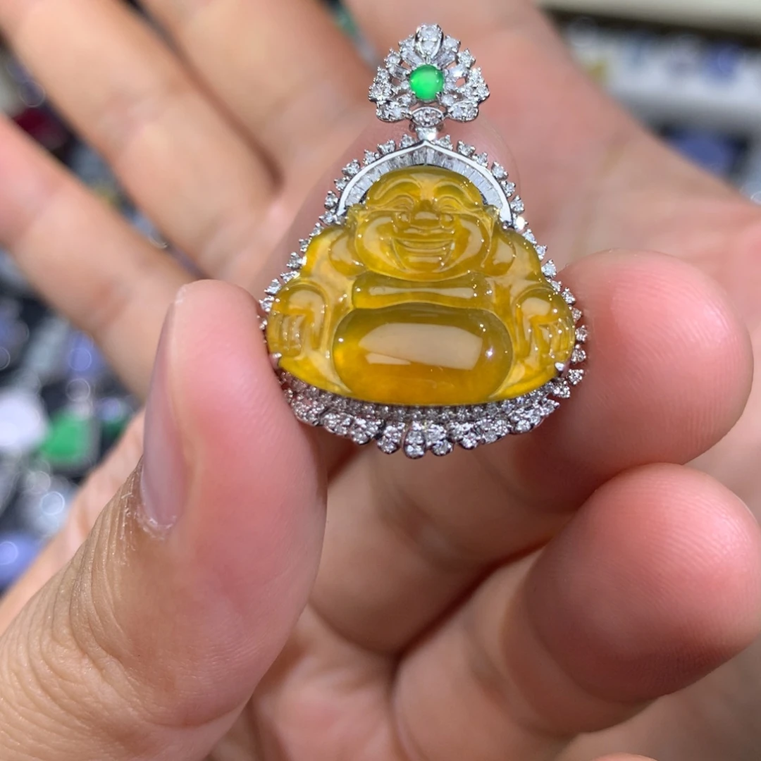 翡翠18K金镶嵌吊坠(不含链)签收后48小时鉴赏