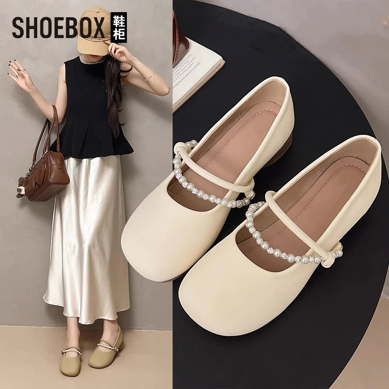 SHOEBOX鞋柜软底玛丽珍鞋女鞋2025新款夏季百搭配裙子平底单鞋