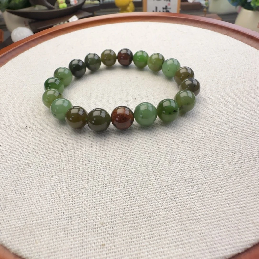 和田玉未镶嵌手链卡10乌兰海聚红皮碧玉，78