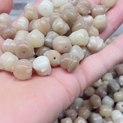 吊坠白玉菩提12雕刻招财猫50颗