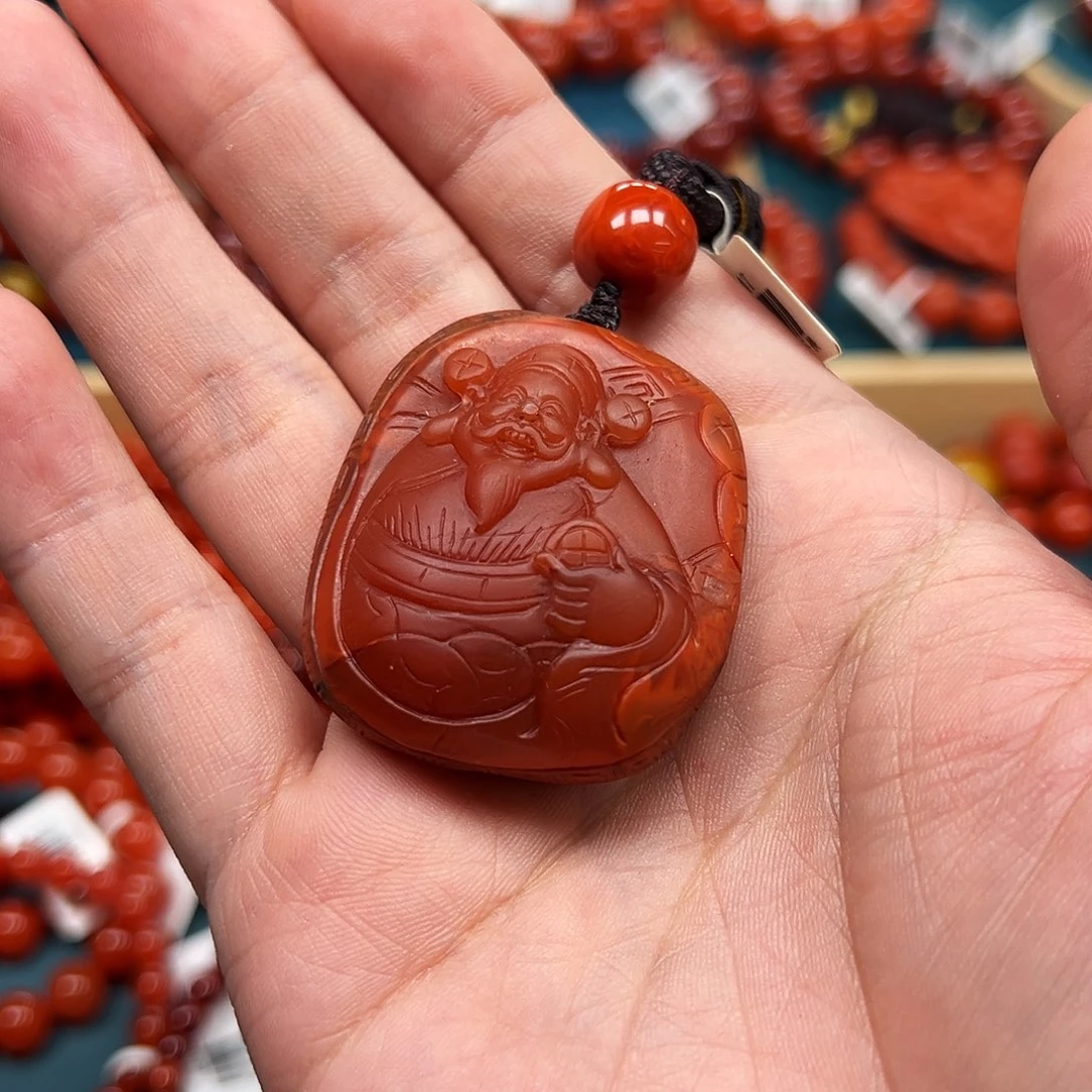 未镶嵌手串南红玛瑙黄财神46g收藏级