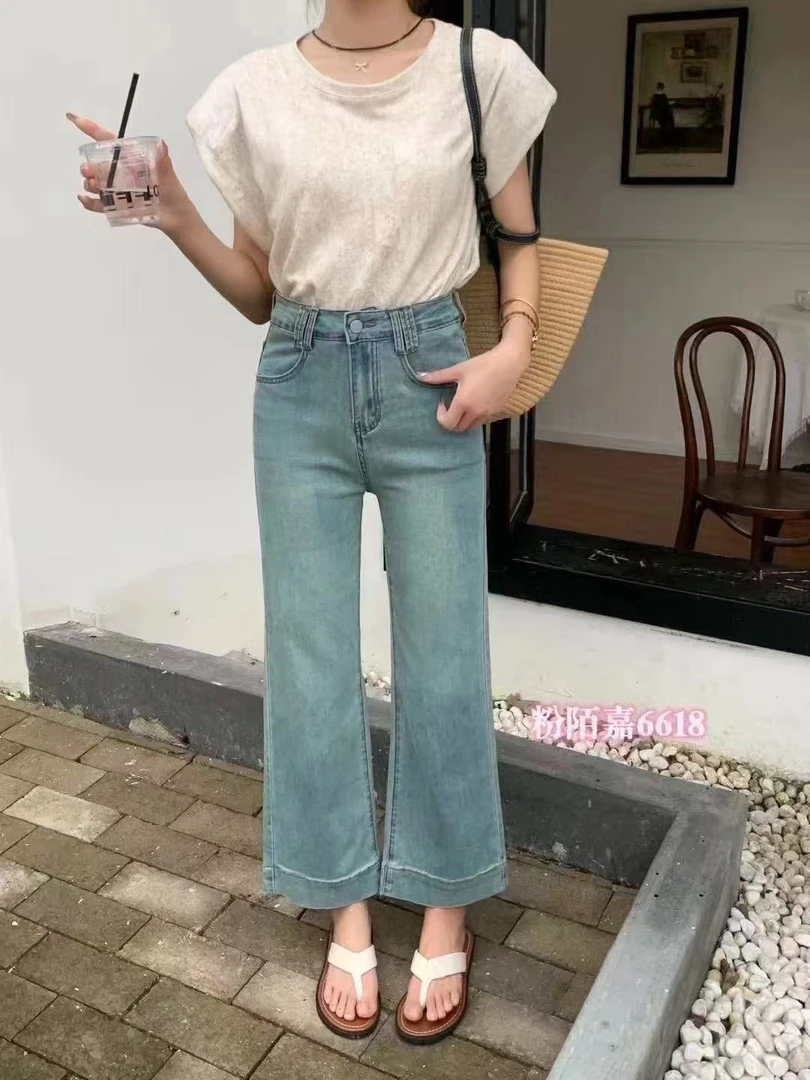 【小白姐姐】6618夏季薄款窄版直筒新款牛仔裤