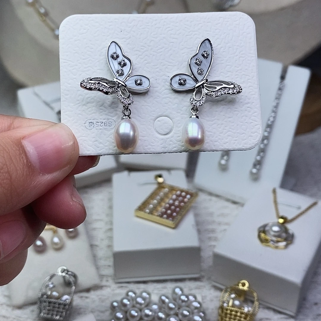 耳饰淡水珍珠银S925镶嵌