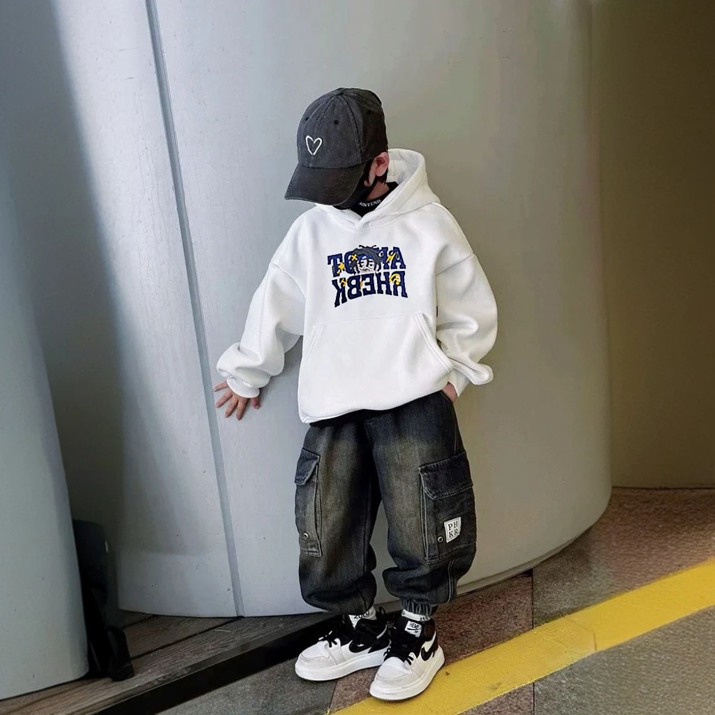 2024春秋新款童装男童衣服宽松卫衣爆款连帽帽衫儿童秋装大童潮牌