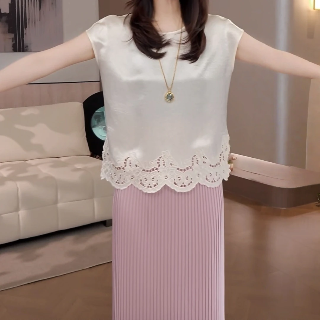 时尚百搭凉感显瘦T恤上衣2025夏季新款气质通勤休闲时尚百搭上衣