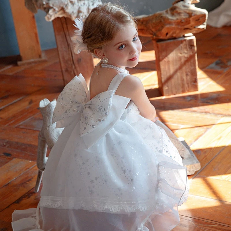 女童夏季高定生日礼服公主风裙法式蕾丝童装纱裙洋气新款主持礼服