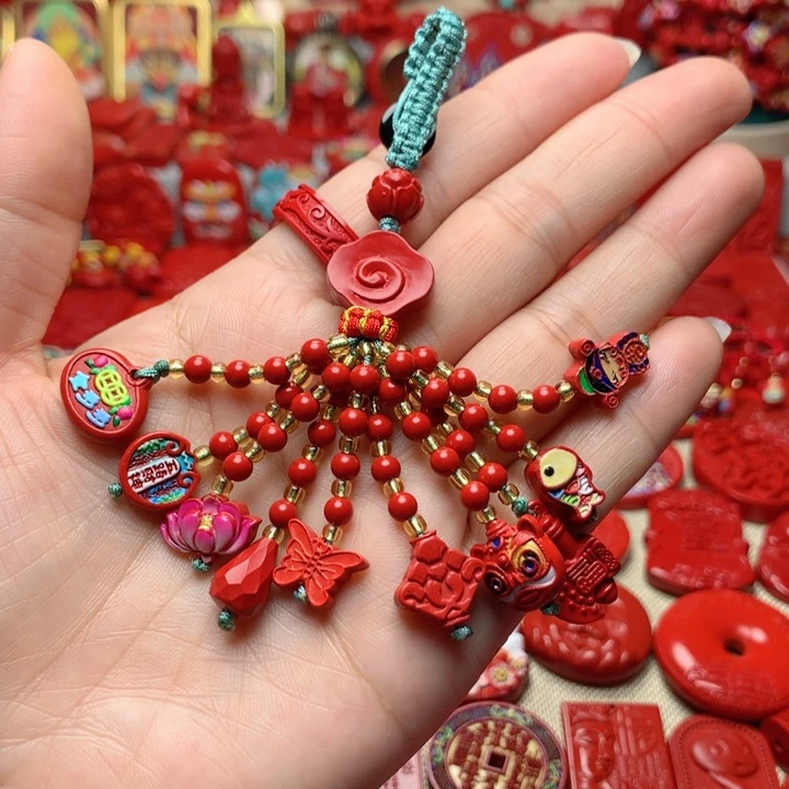 天然辰砂工艺品朱砂钥匙扣