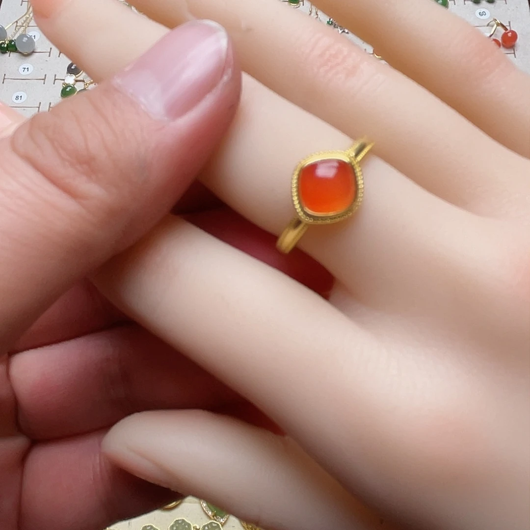 和田玉戒指银S925镶嵌