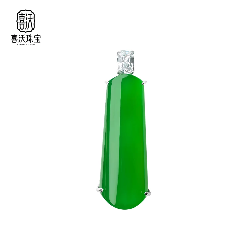 喜沃珠宝·S925银方钻无事牌天然玉髓新中式首饰活动吊坠