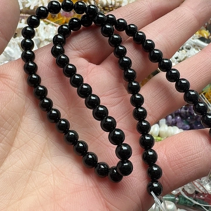 玛瑙/玉髓未镶嵌珠宝半成品一条8mm黑玛瑙