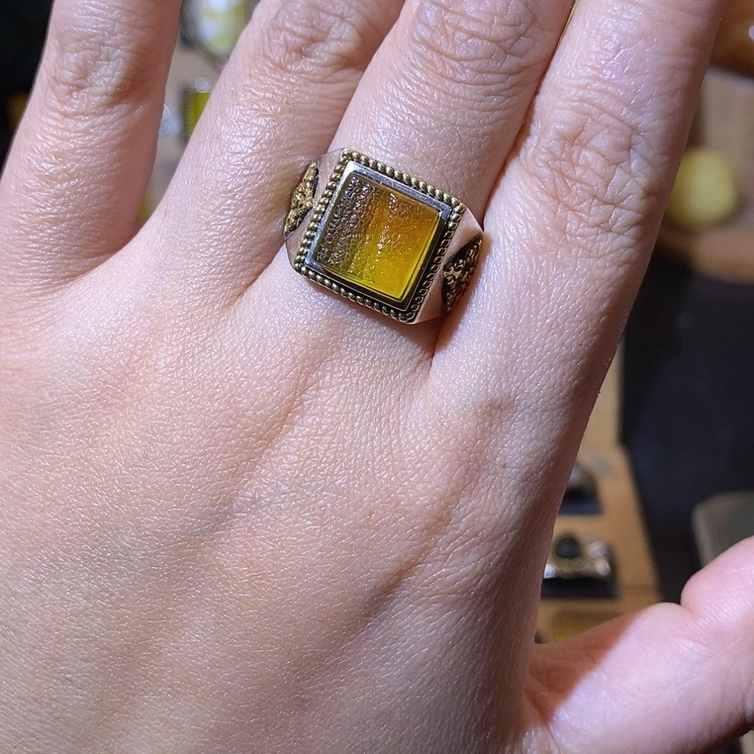 不***名蜜蜡银S925镶嵌戒指