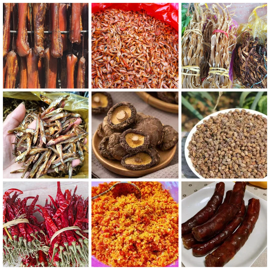 农村赶集，农家自种干货土特产