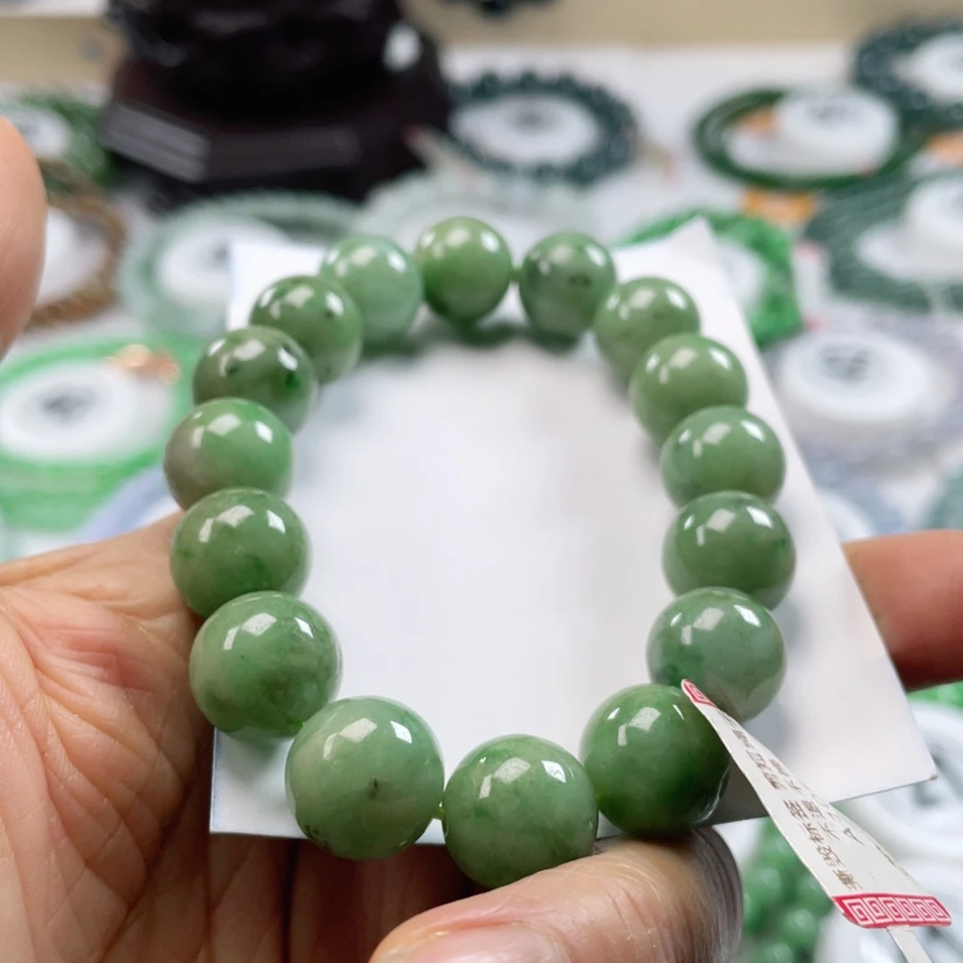 翡翠手链未镶嵌天然翡翠手串12.8mm