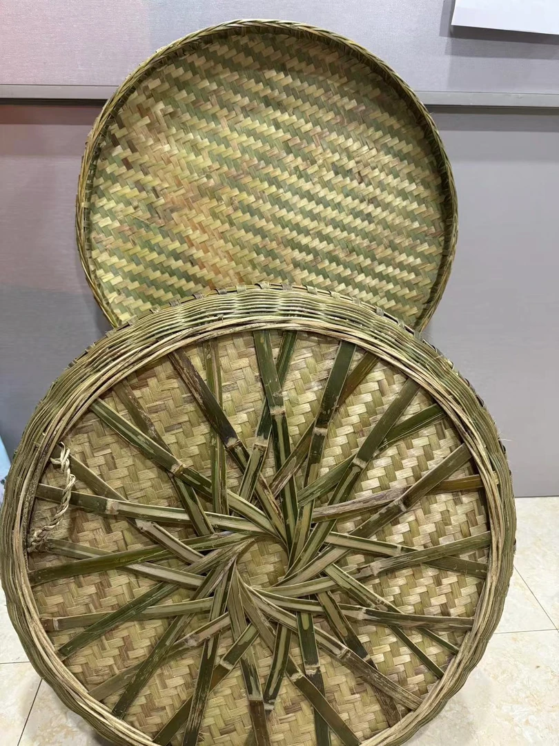 蒋爷爷风车轮底簸箕（纯竹子纯手工竹编）家用