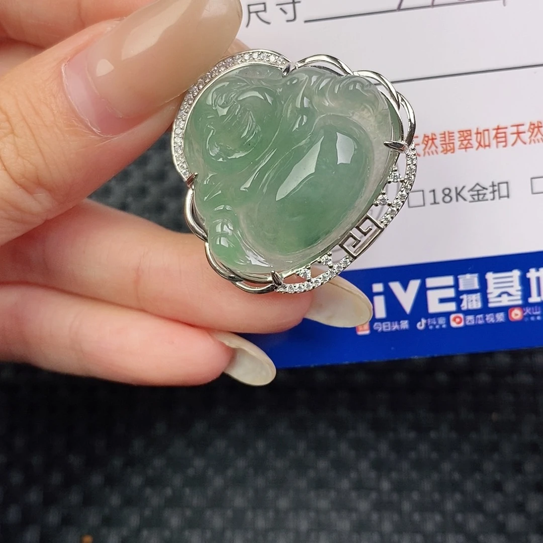 银S925镶嵌挂件翡翠吊坠