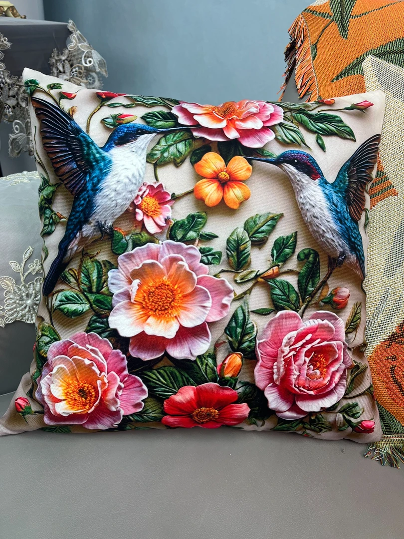 D-23[尺寸45*45CM不含芯]报喜鸟图案3D数码印花抱枕套