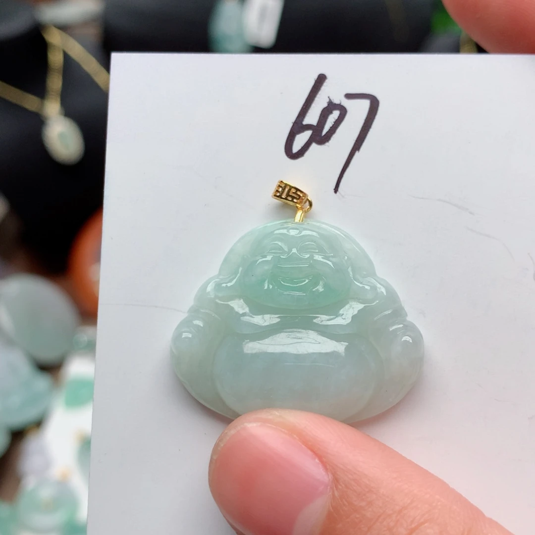 翡翠颈饰银S925镀金镶嵌吊坠