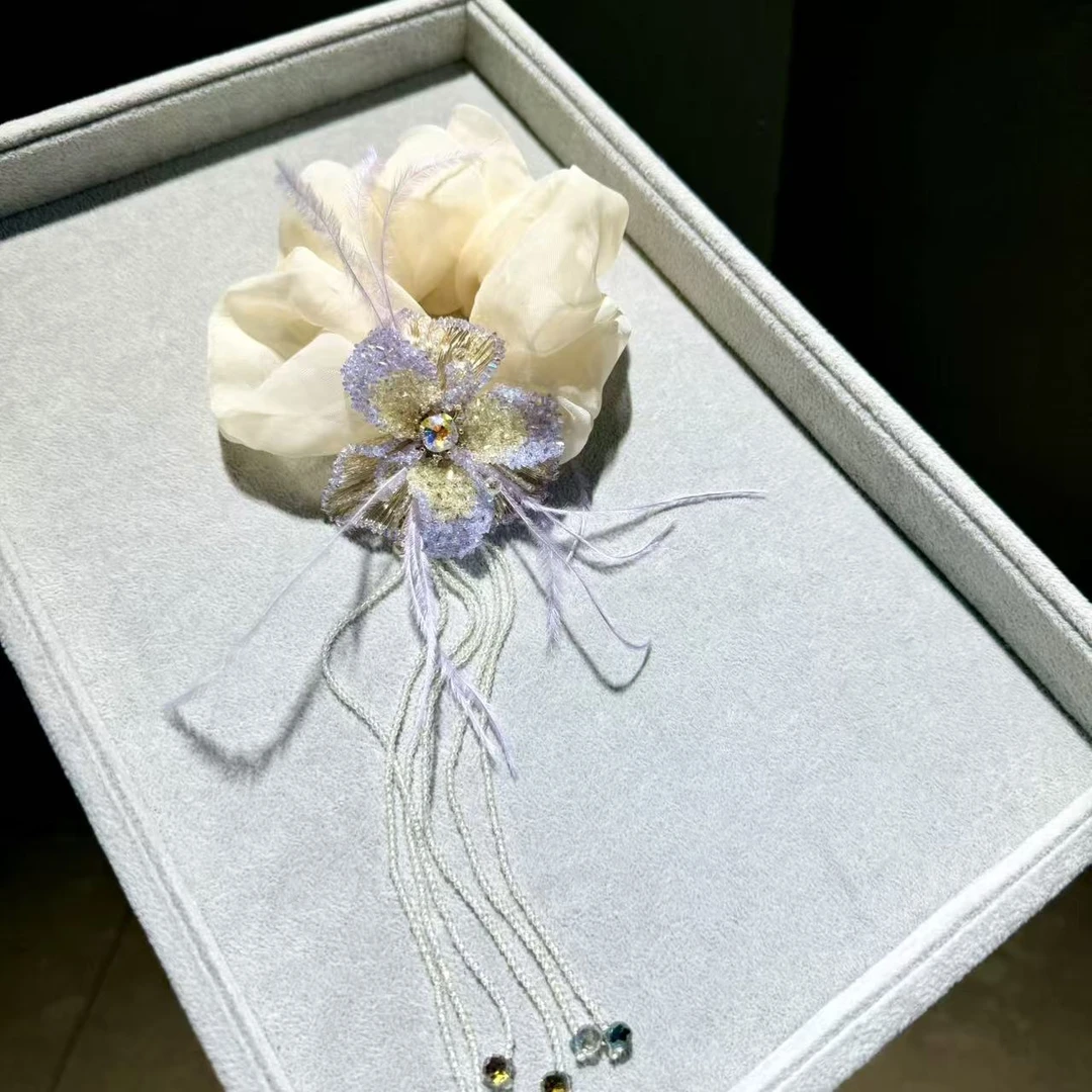 【莫奈海之星】紫霞仙子系列花朵发圈设计轻奢高级感日常款